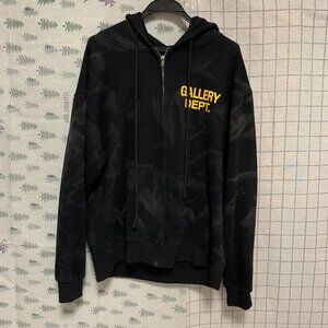 Gallery Dept. Black Hooded Zip-Up Sweatshirt